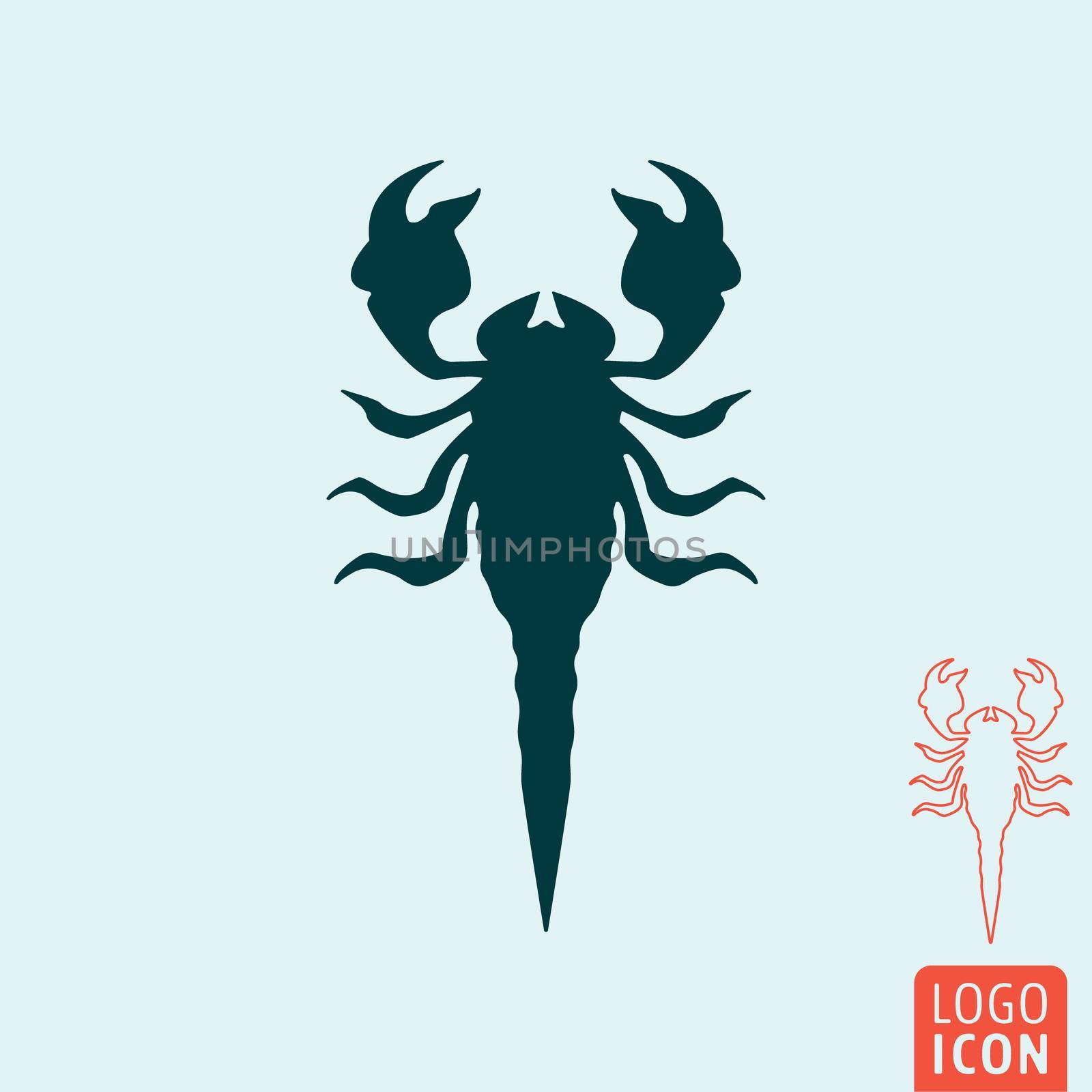 Scorpion icon. Scorpion logo. Scorpion symbol. Silhouette of scorpion icon isolated, minimal design. Vector illustration