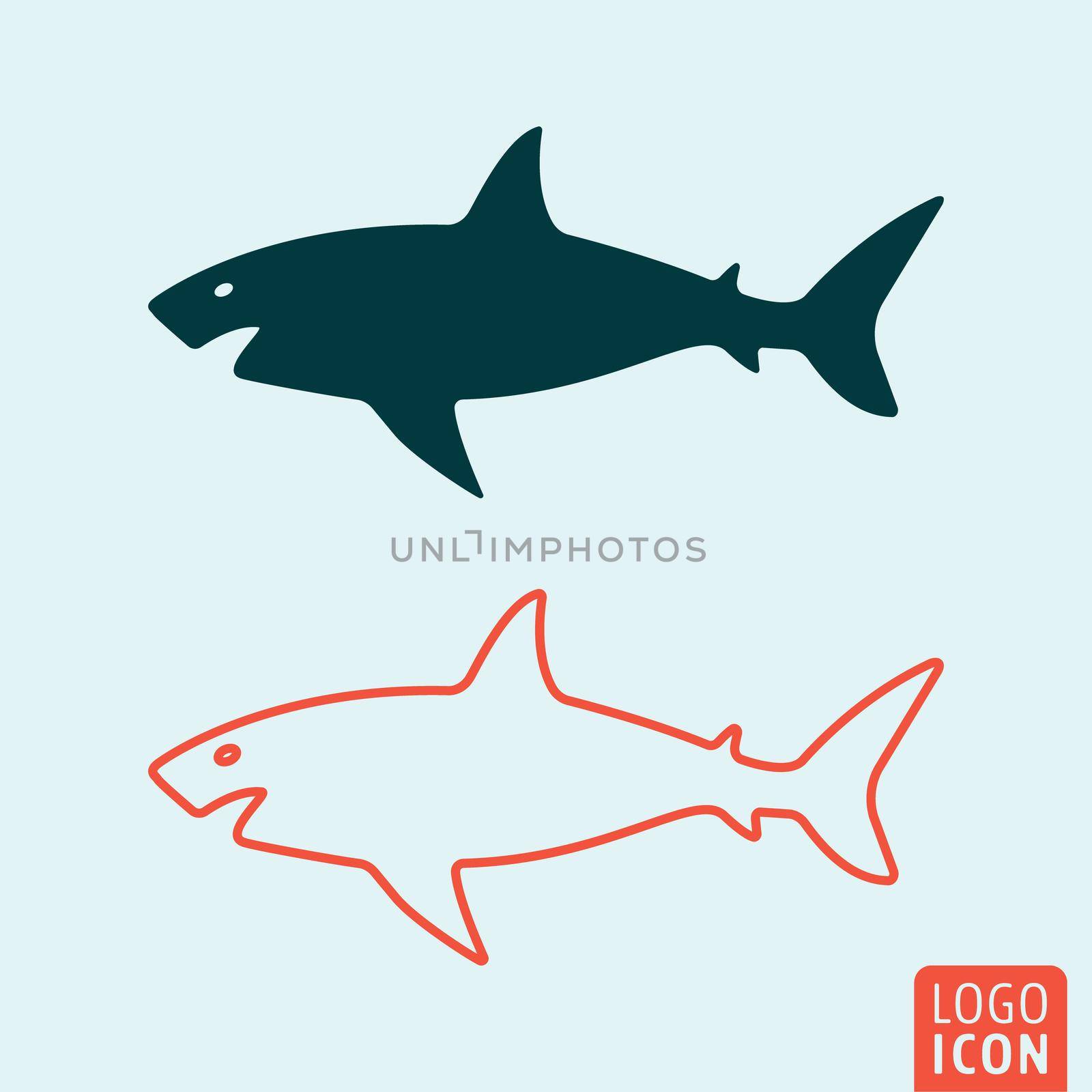 Shark icon. Shark logo. Shark symbol. Shark line icon isolated, minimal design. Vector illustration
