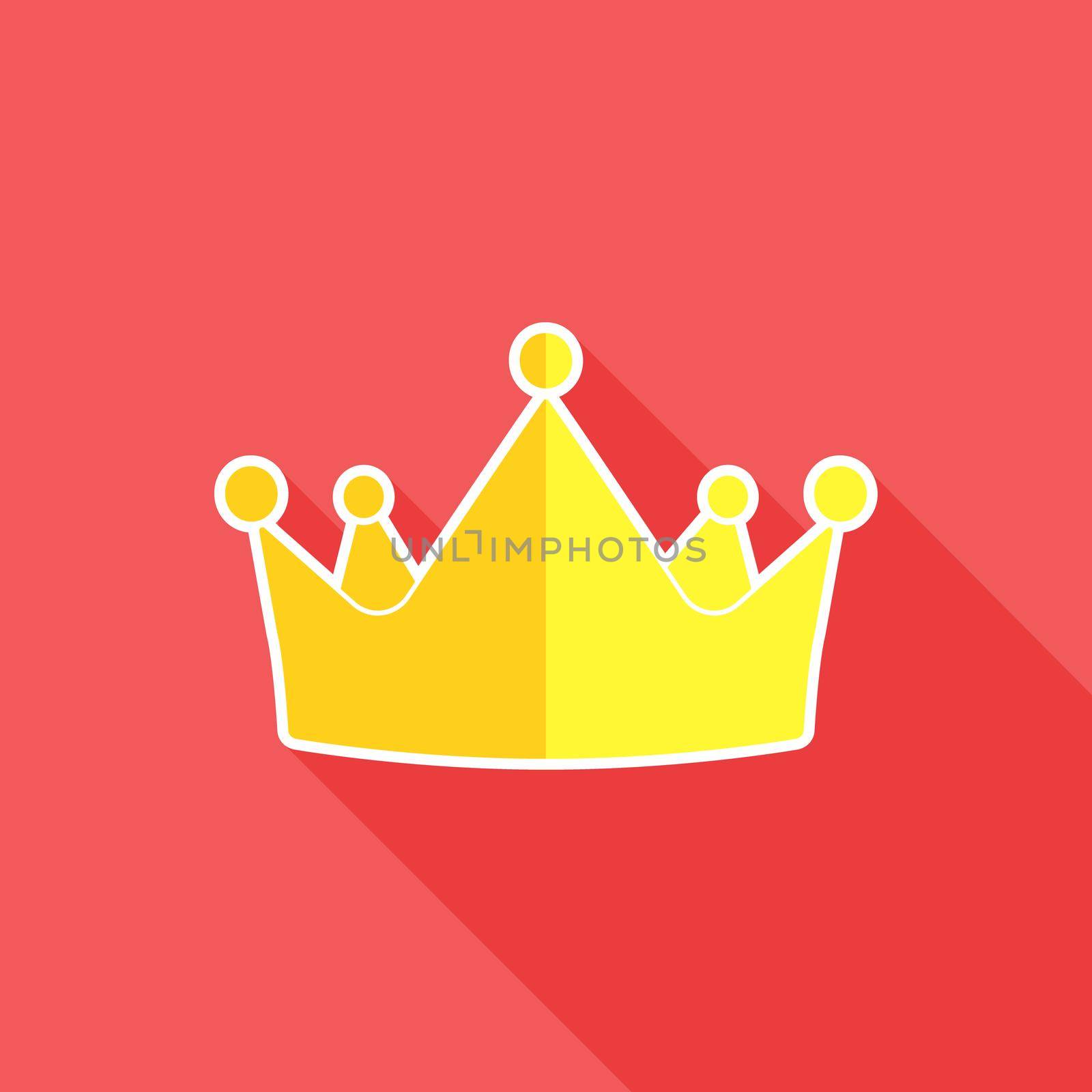 Crown flat icon. Gold crown symbol. Vector illustration