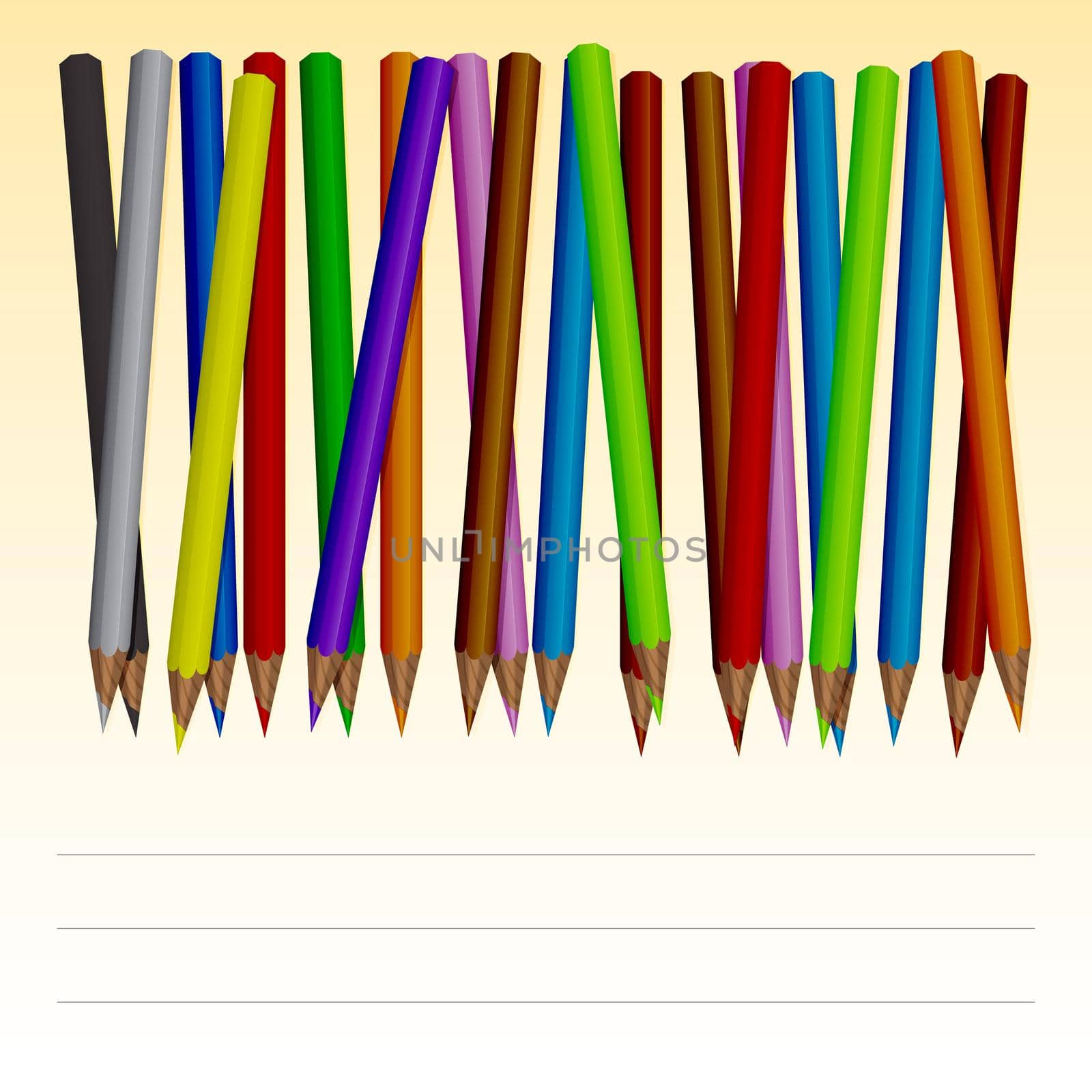 Set of colored pencils with space for text. Vector illustration.