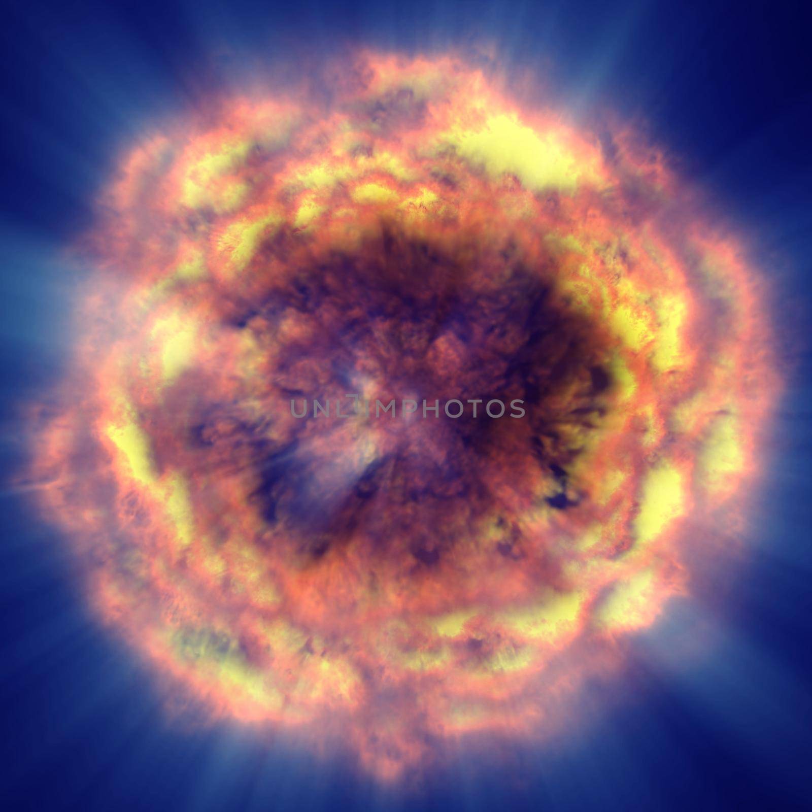 fire flame ball explosion in space, abstract illustration