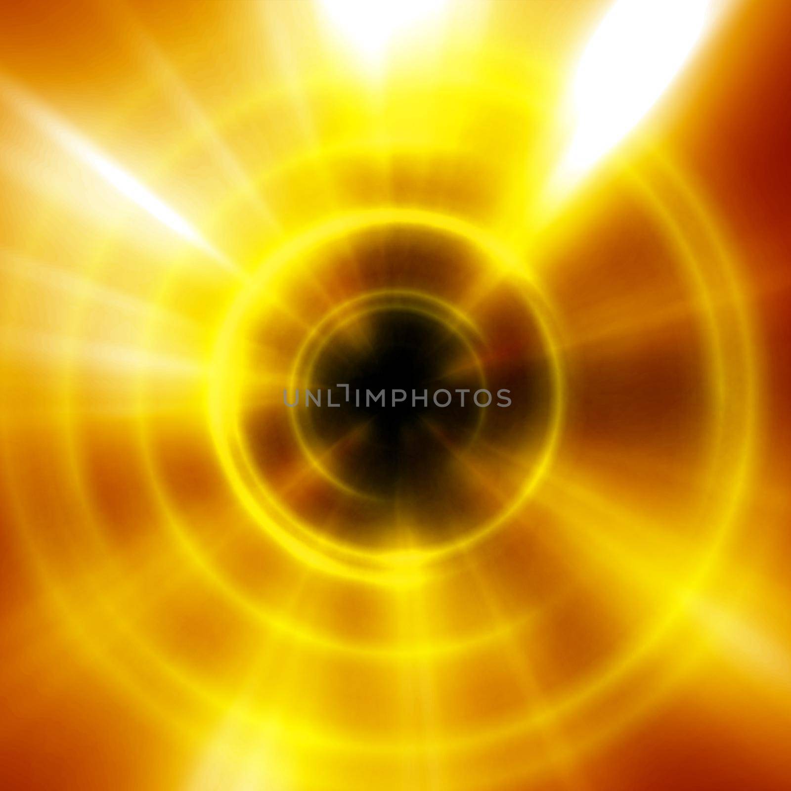 Round concrete tunnel with light ray ring, abstract illustration