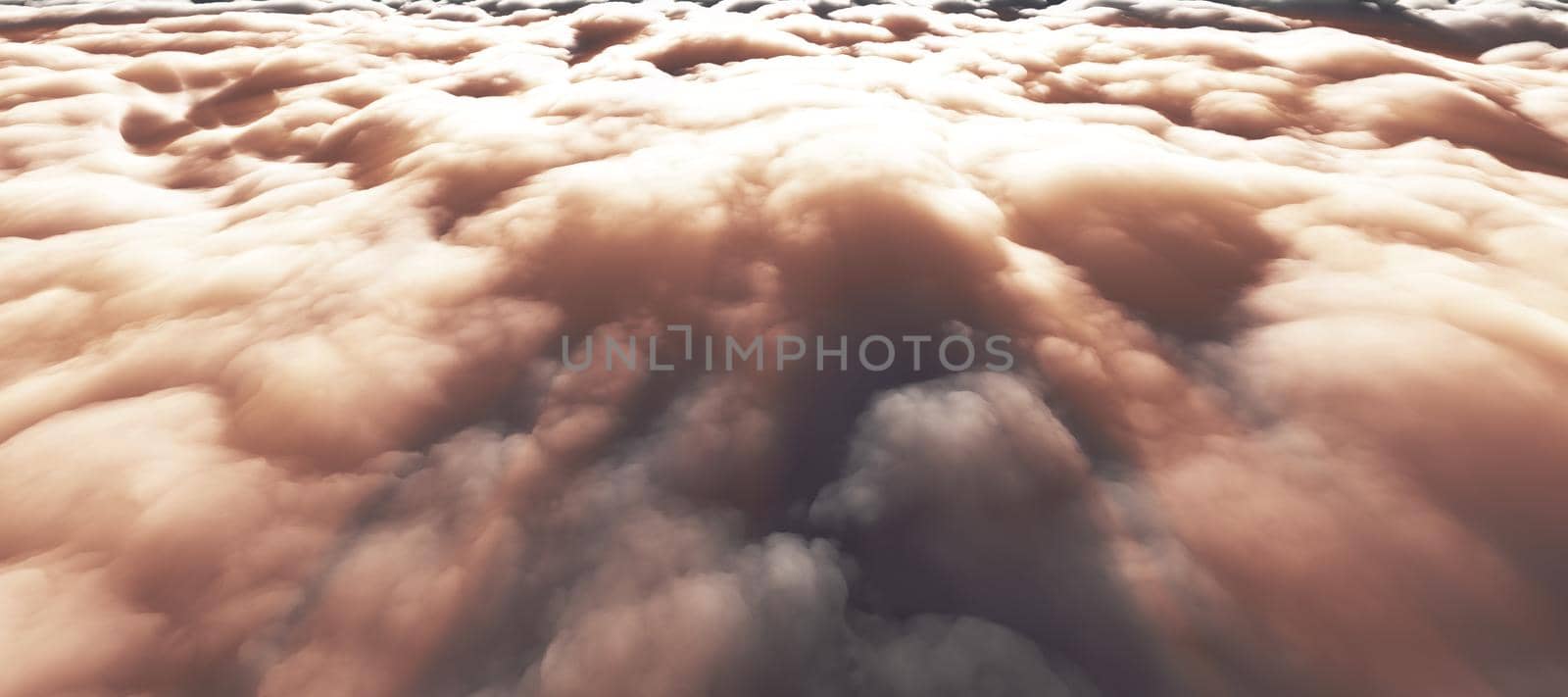 above clouds sun ray 3d render illustration