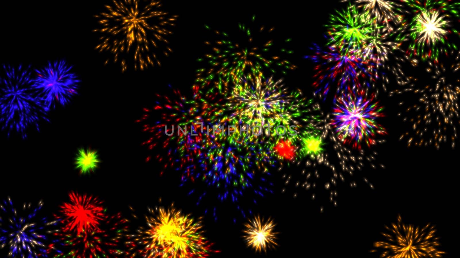 fireworks color light illustration isolated on black background