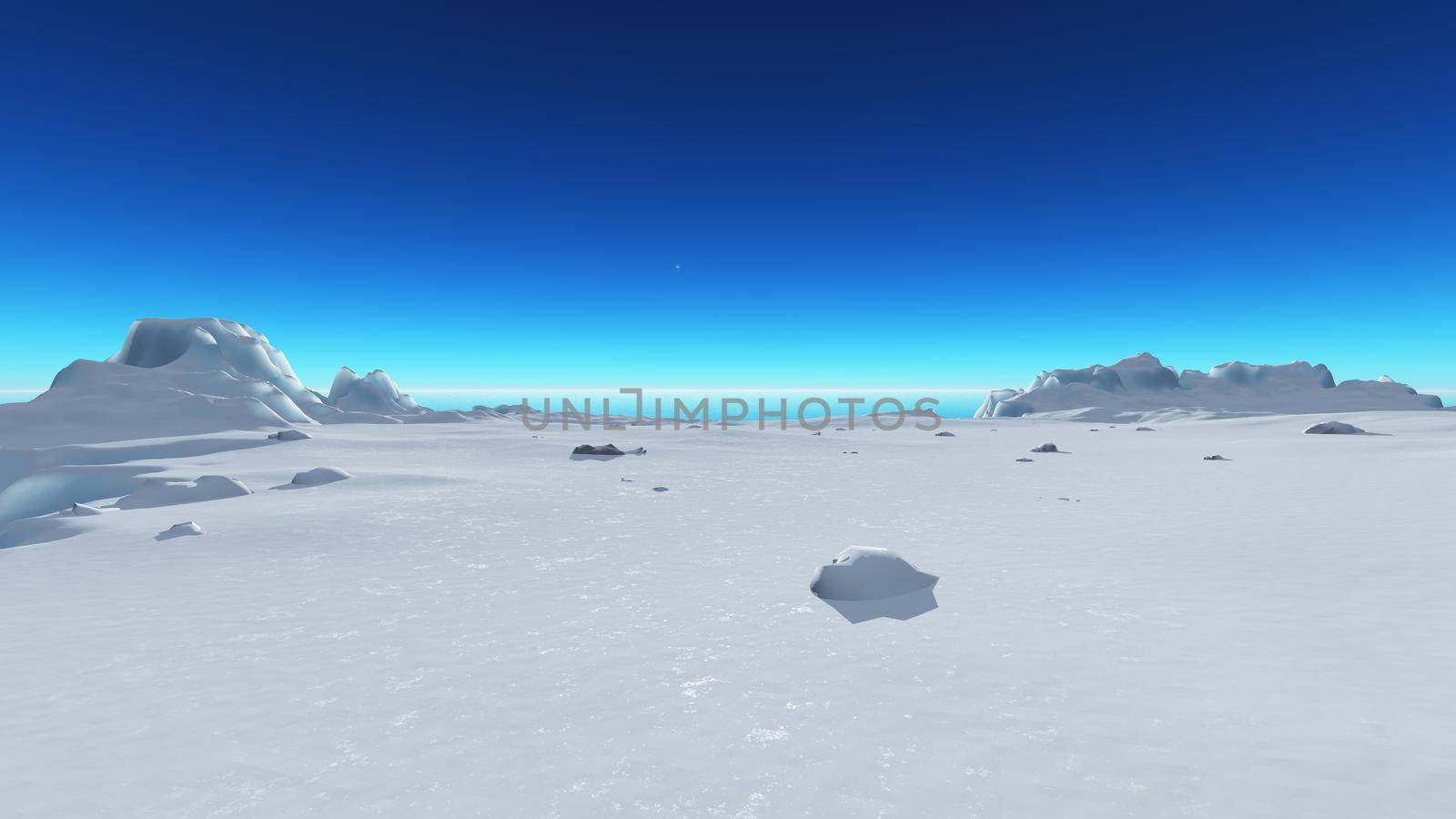 Ice berg on see, 3d render illustration