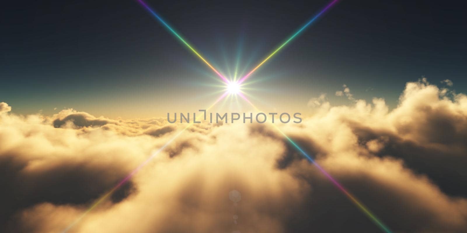 above clouds sunrise sun ray illustration by alex_nako