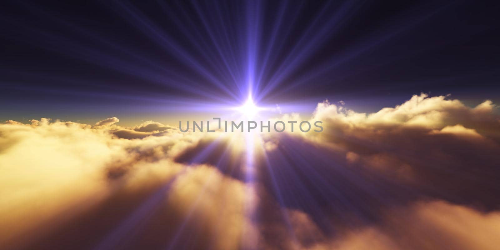 above clouds sunrise sun ray illustration by alex_nako