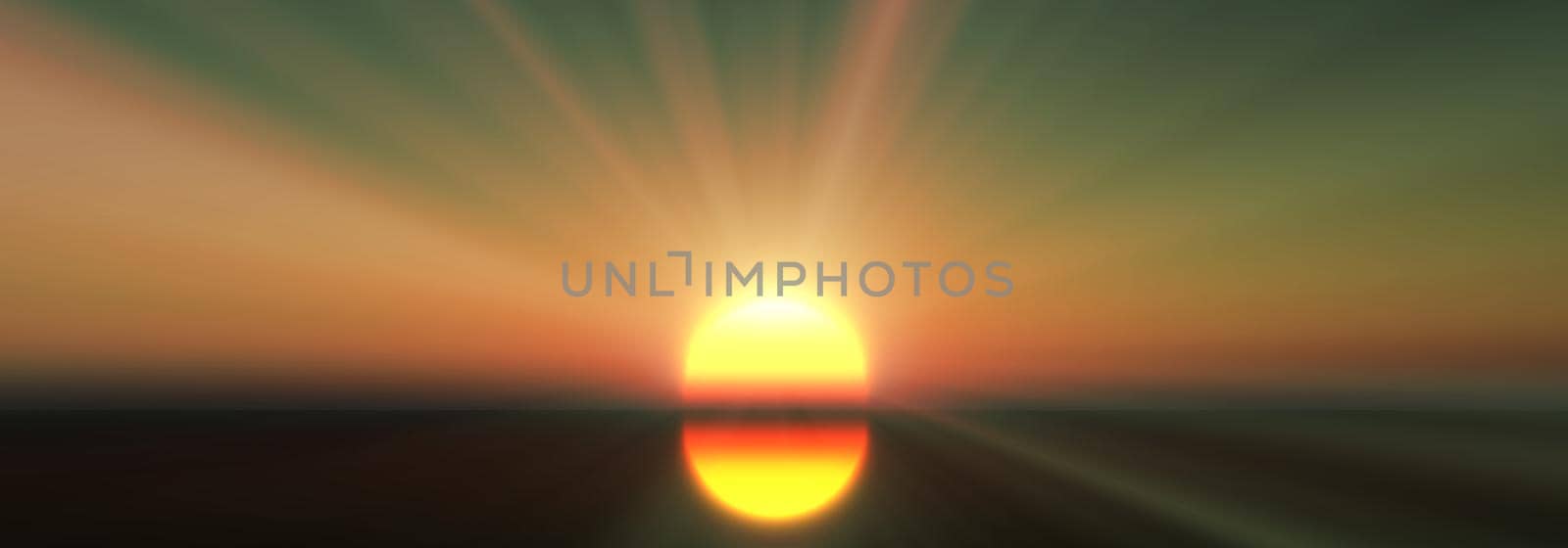 sunset calmly sea sun ray 3d render illustration