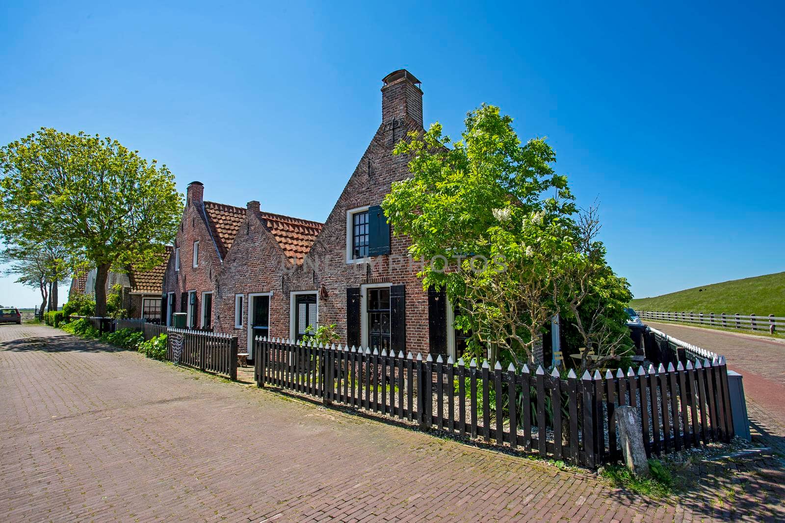 Traditional medieval houses in the village Moddergat in Friesland the Netherlands by devy