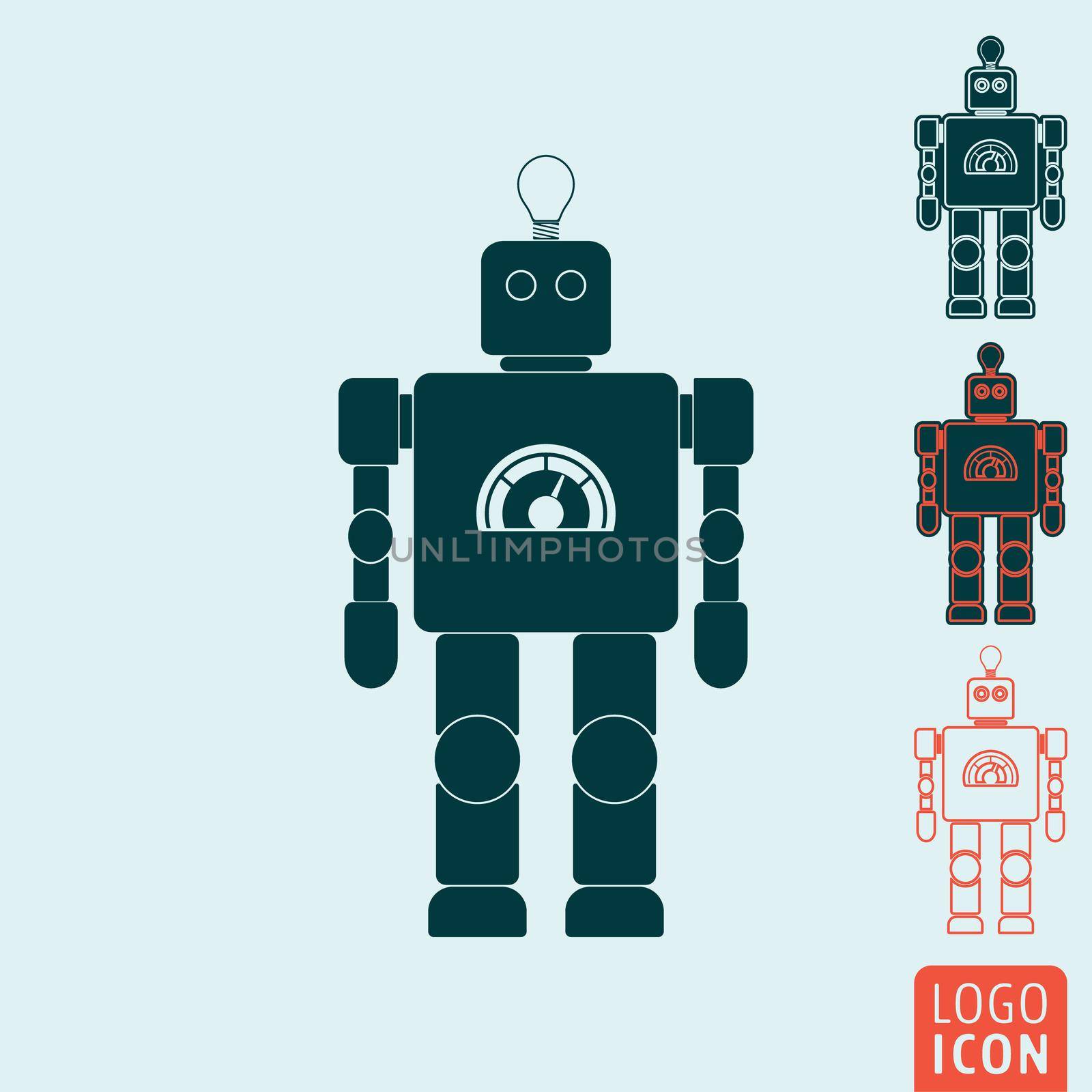 Robot icon. Vintage robot symbol. Vector illustration