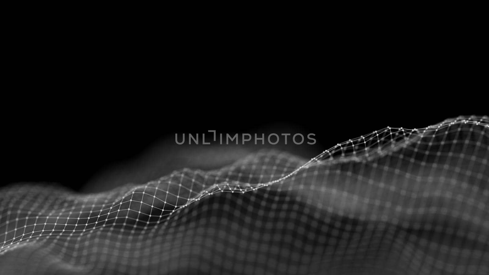 Data technology abstract futuristic illustration . Low poly shape with connecting dots and lines on dark background. 3D rendering . Big data .