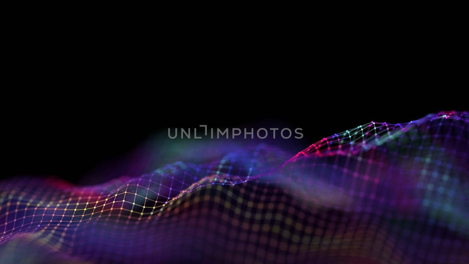 Data technology abstract futuristic illustration . Low poly shape with connecting dots and lines on dark background. 3D rendering . Big data .