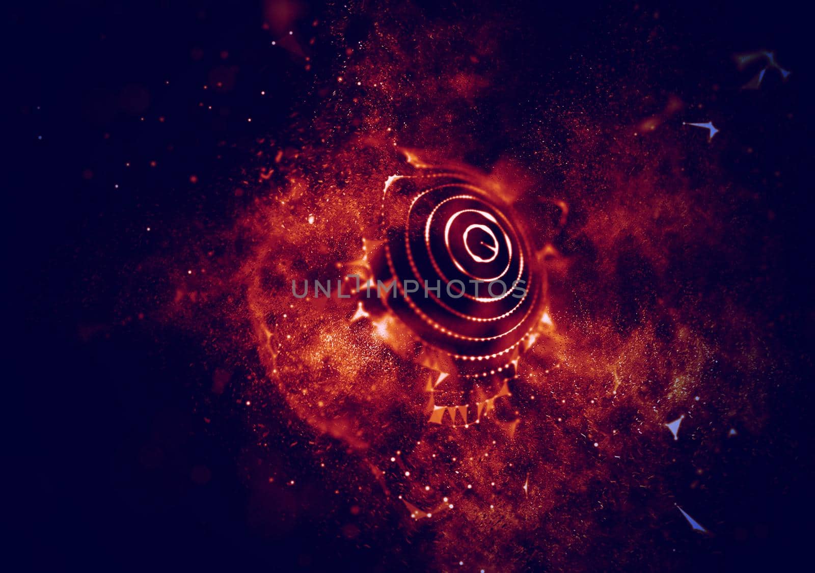 Abstract 3d Illuminated distorted Mesh Sphere . Neon Sign . Futuristic Technology HUD Element . Elegant Abstract Destroyed Sphere . Big data visualization .