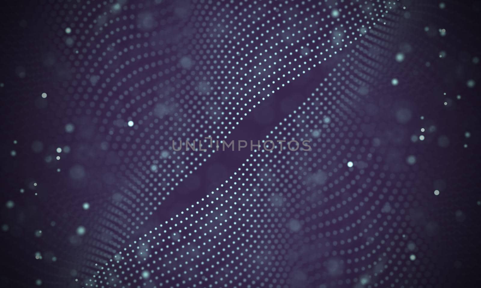 Abstract futuristic illustration of polygonal surface. Low poly shape with connecting dots and lines on dark background. 3D rendering
