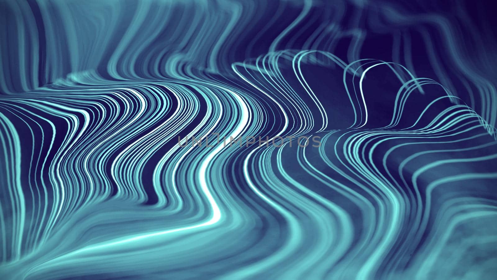 Artificial intelligence abstract background. Technology digital illustration with blue line flow. Motion graphic futuristic element. Energy pattern with modern space wave structure. Light backdrop for business presentation of ai. Science or network banner.