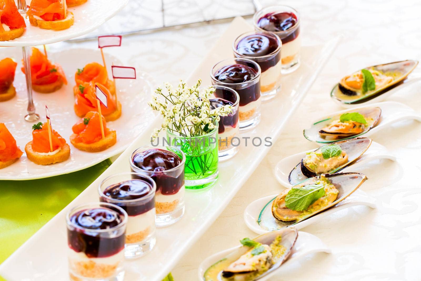 Steamed sea mussels. Large blue mussels on  plate