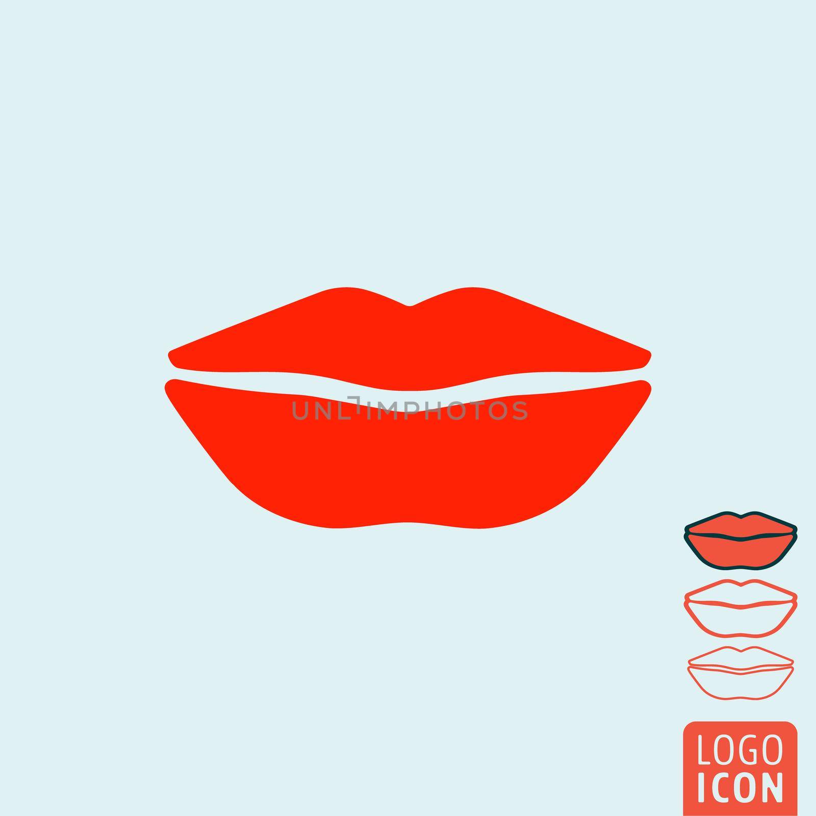 Lips icon. Lips symbol. Red lips isolated. Vector illustration