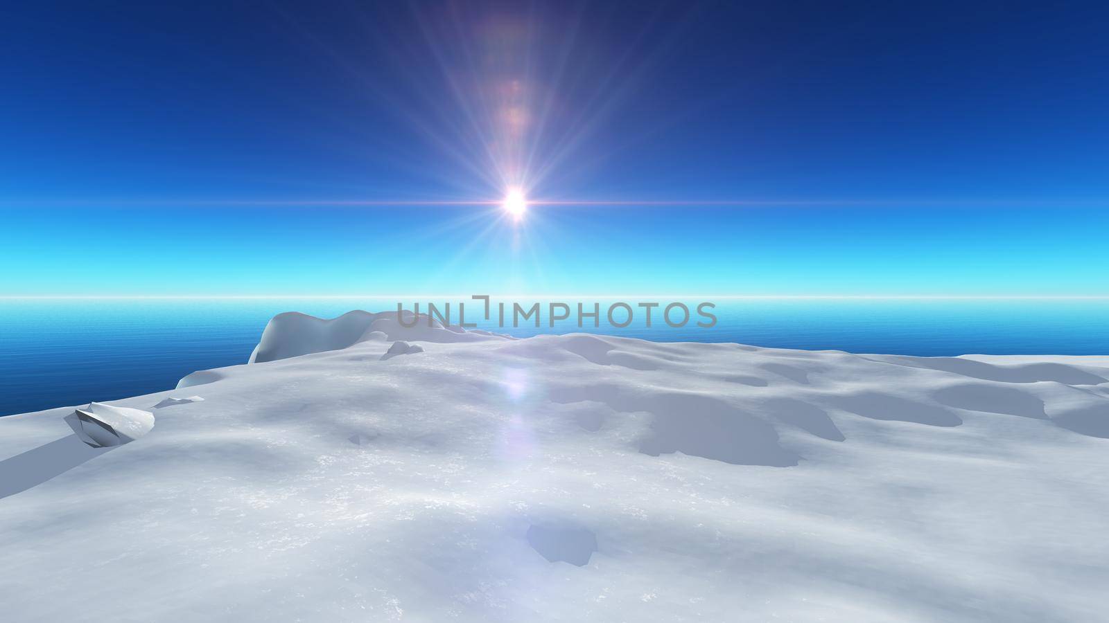 Ice berg on see 3d render by alex_nako