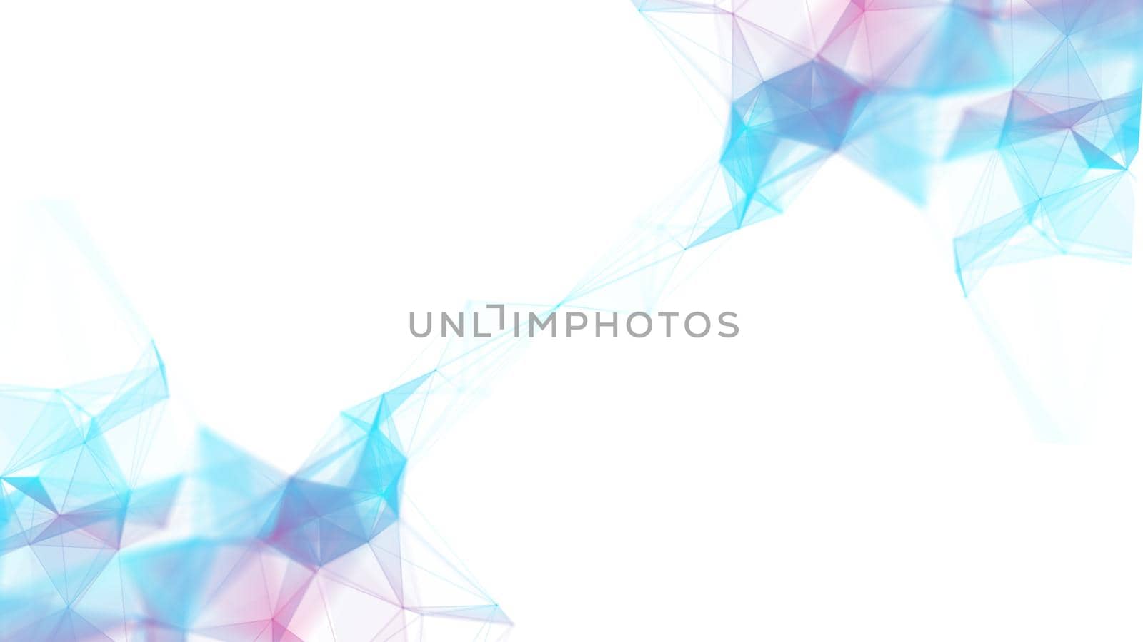 Abstract blue background with blue particles. Abstract triangles