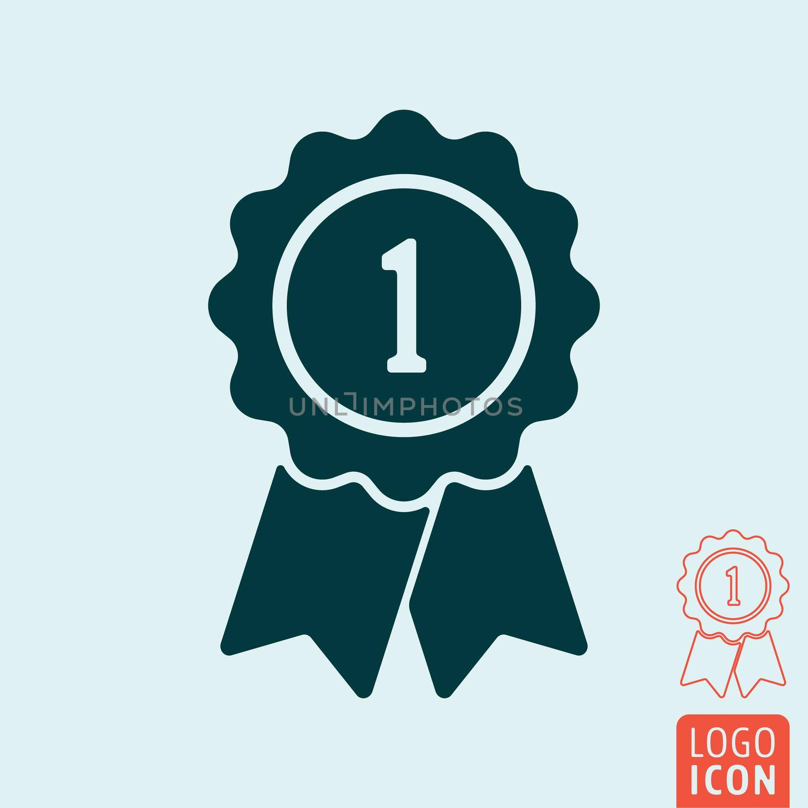 Award icon. Award symbol. First place icon isolated. Badge with ribbons icon. Vector illustration