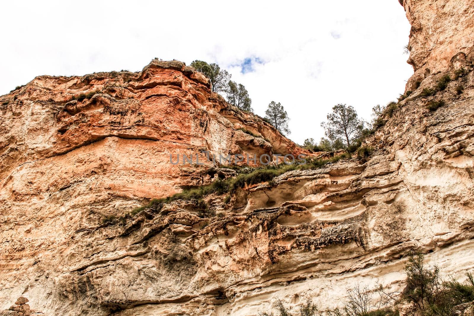 Cave houses in Jorquer village mountain range in Castile-La Mancha, Spain