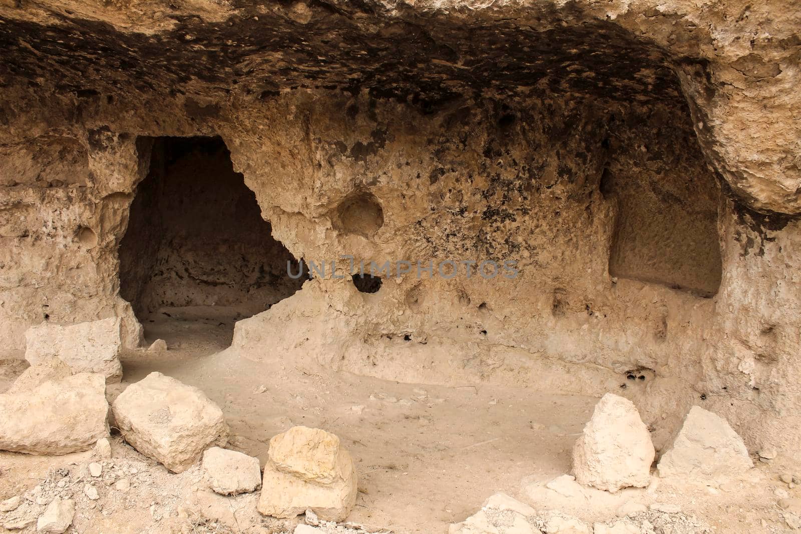 Cave houses in Jorquer village mountain range in Castile-La Mancha, Spain