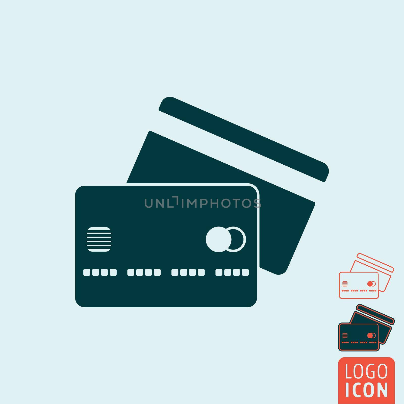 Credit card icon. Credit card symbol. Credit cards icon isolated, minimal design. Vector illustration