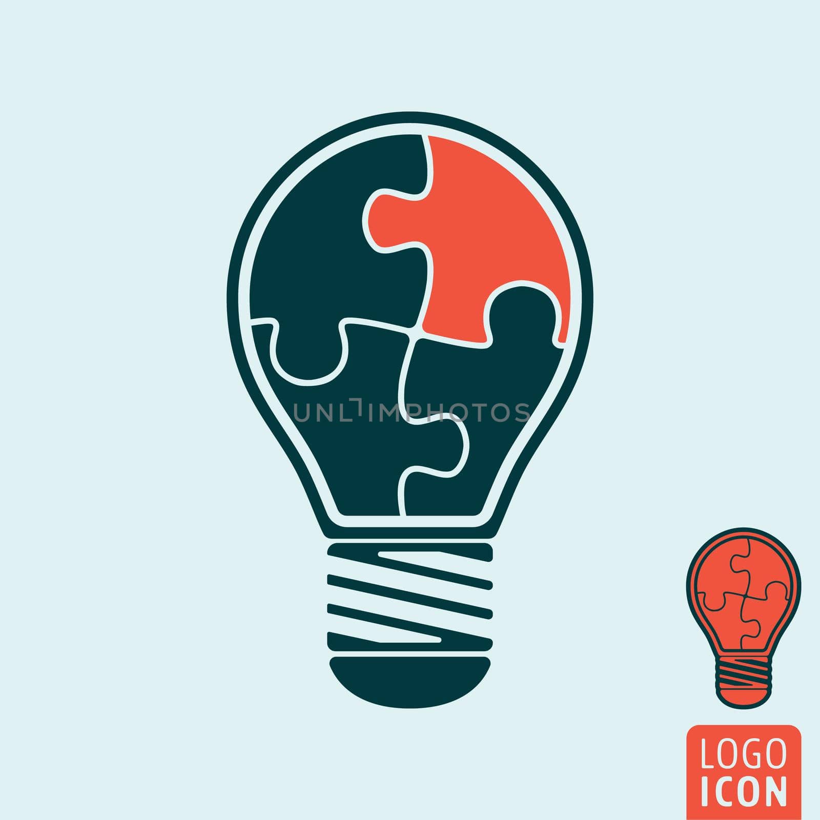 Light bulb icon. Light bulb symbol. Light bulb with jigsaw puzzle pieces. Vector illustration