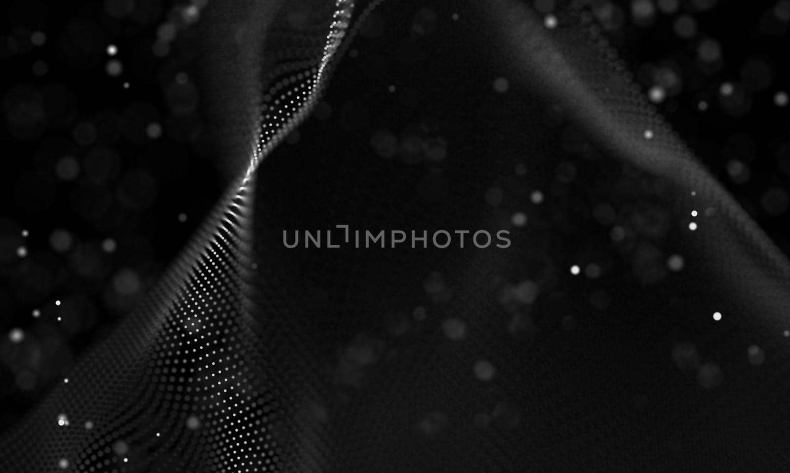 Data technology abstract futuristic illustration . Low poly shape with connecting dots and lines on dark background. 3D rendering . Big data visualization . by DmytroRazinkov