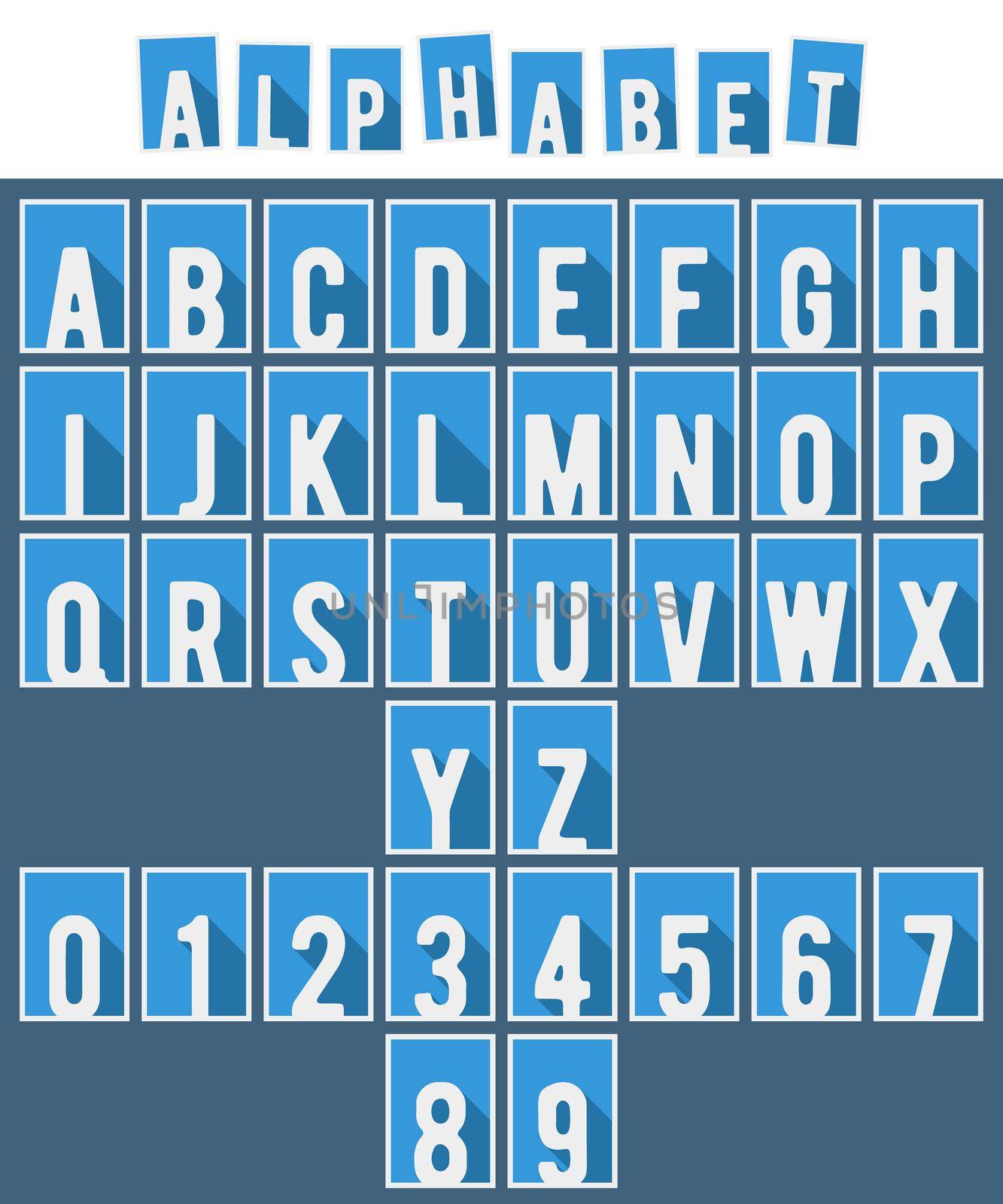 Alphabet flat font template by Bobnevv