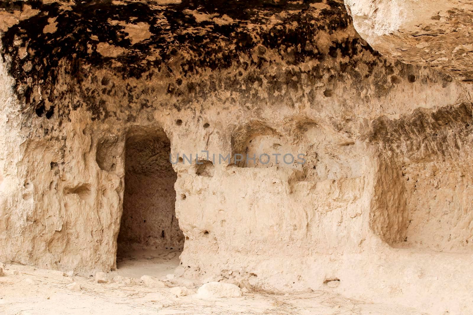 Cave houses in Jorquer village mountain range in Castile-La Mancha, Spain