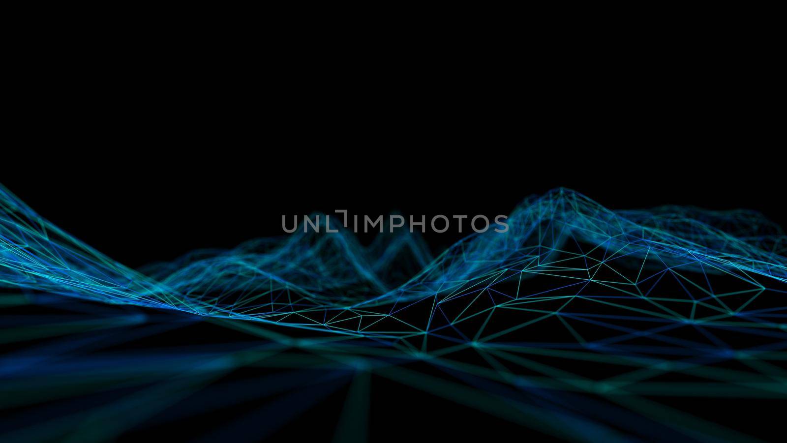 Blue technology background. Blockchain technology 3d render. by DmytroRazinkov