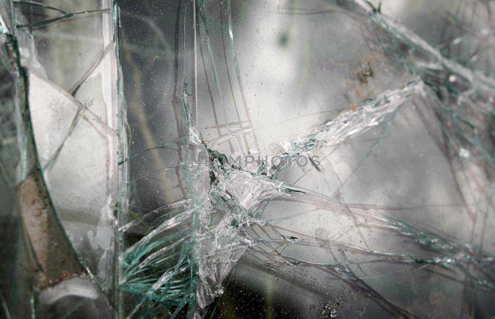 broken car glass close up. Selective focus