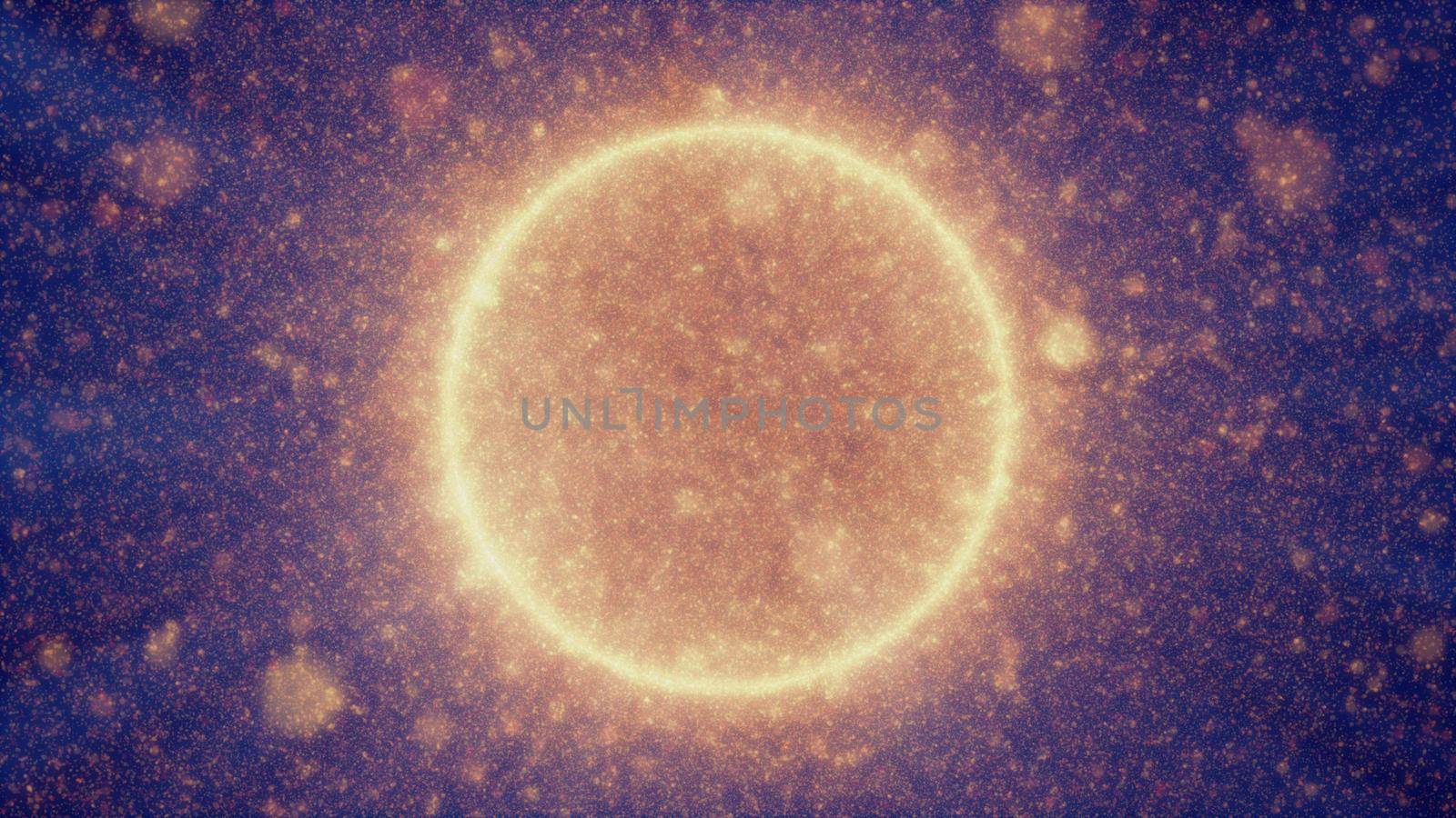 Abstract particles sun solar flare particles illustration 3d render