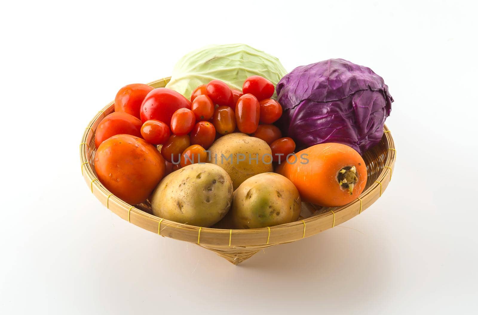 fresh vegetable salad on white background