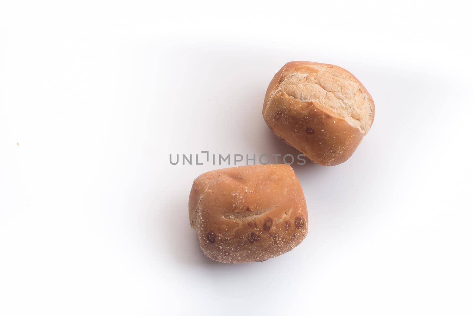 Black coffee and whole wheat bread for breakfast on white background