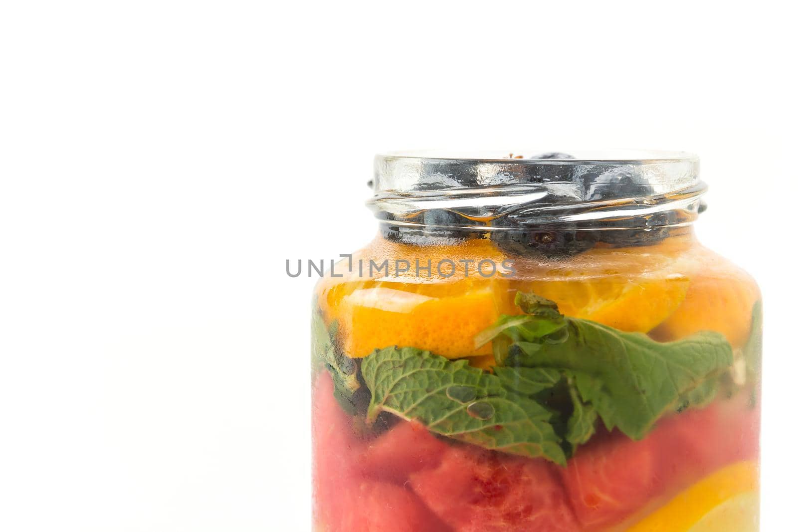 infused water on white background