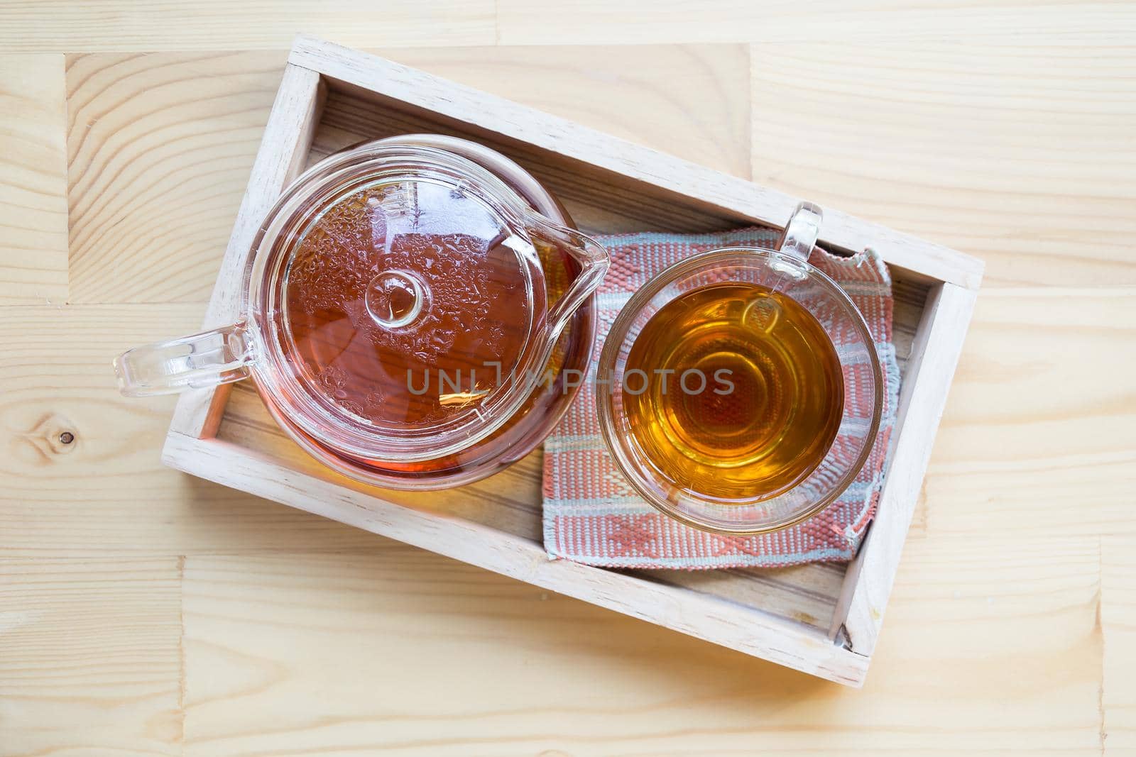 hot tea on wood table