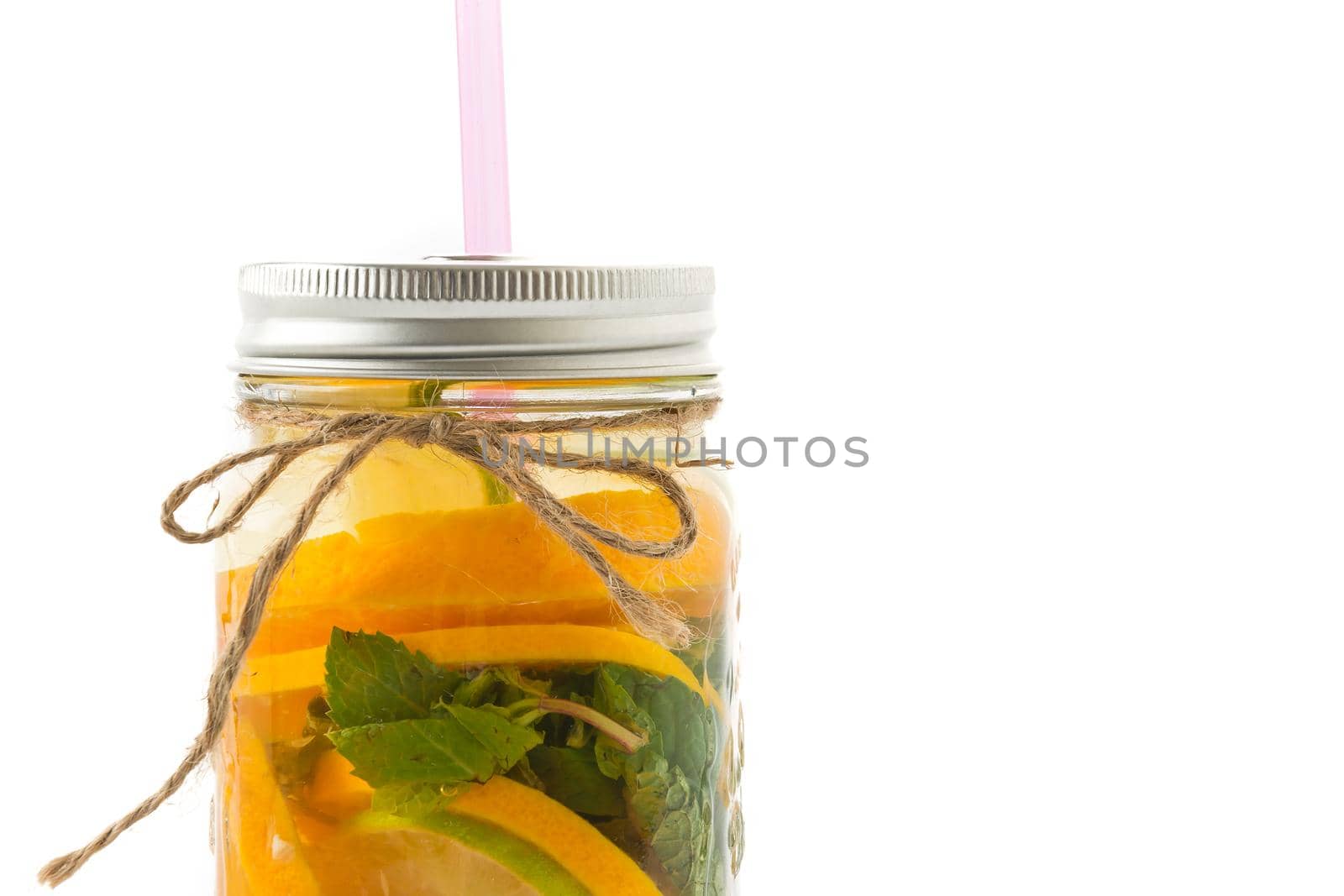 infused water on white background