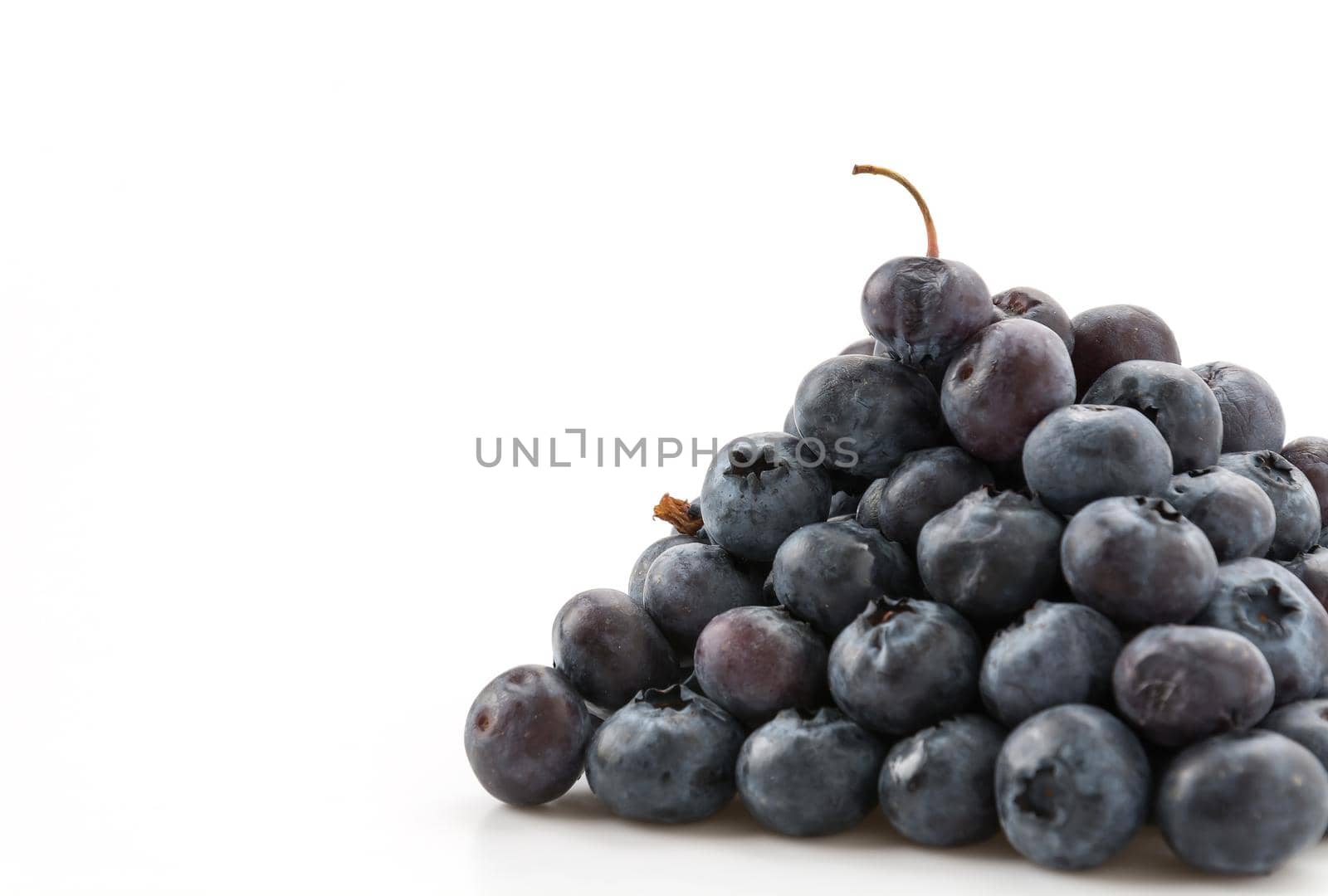 fresh blueberries on white background