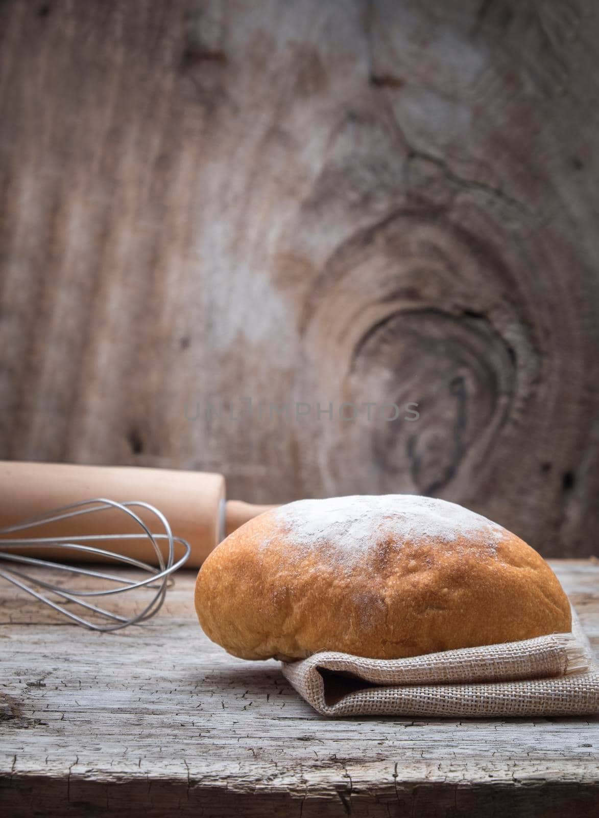 Bakery Bread on a Wooden Table. 