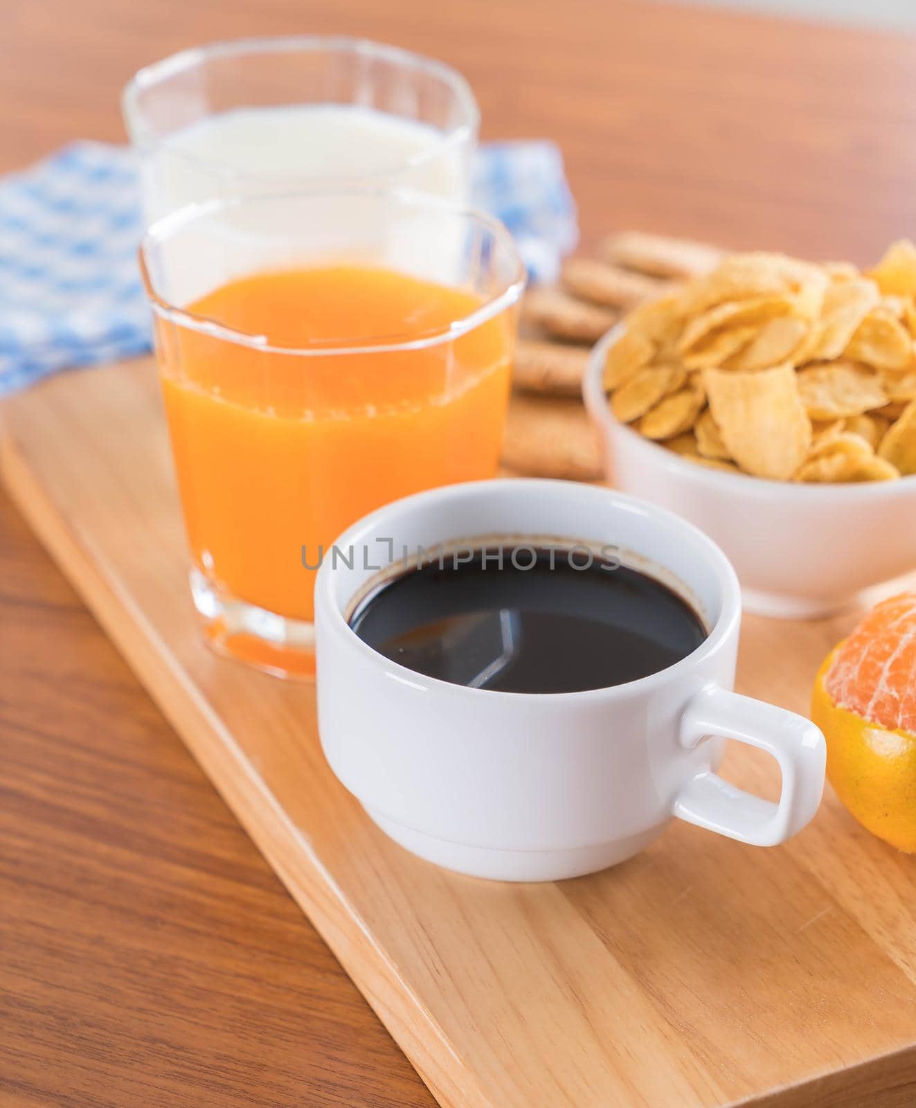 Table Breakfast - Continental Breakfast, fruit, cereals and orange juice
