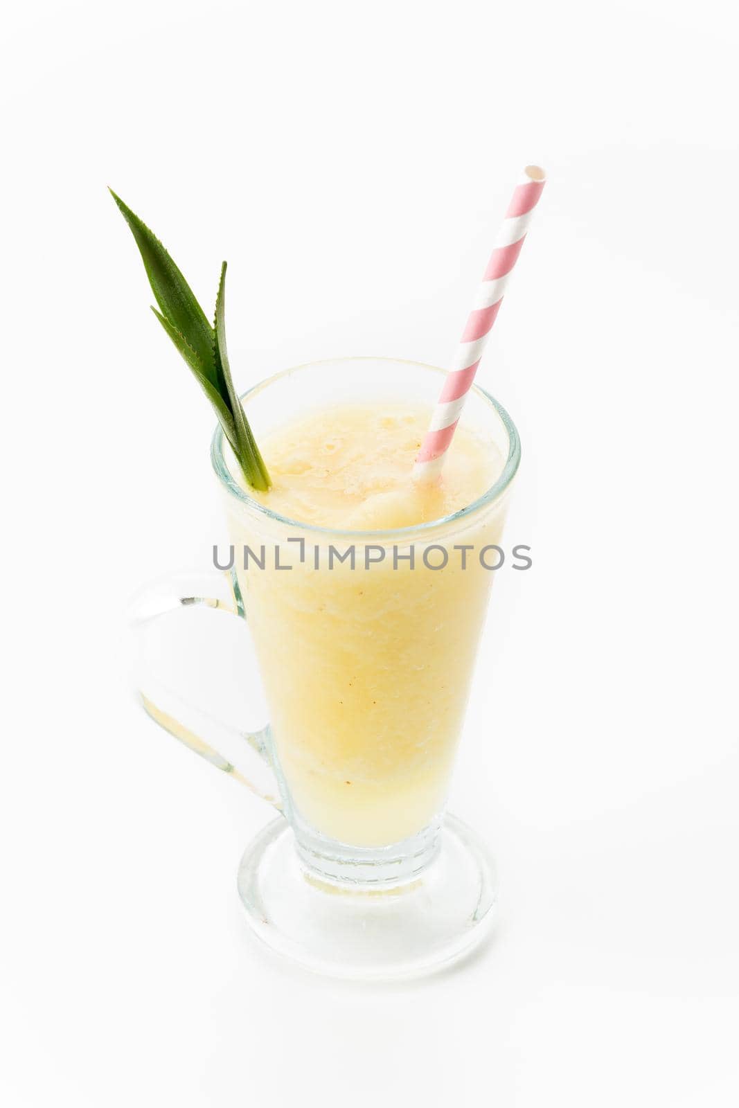 pineapple smoothie on white background