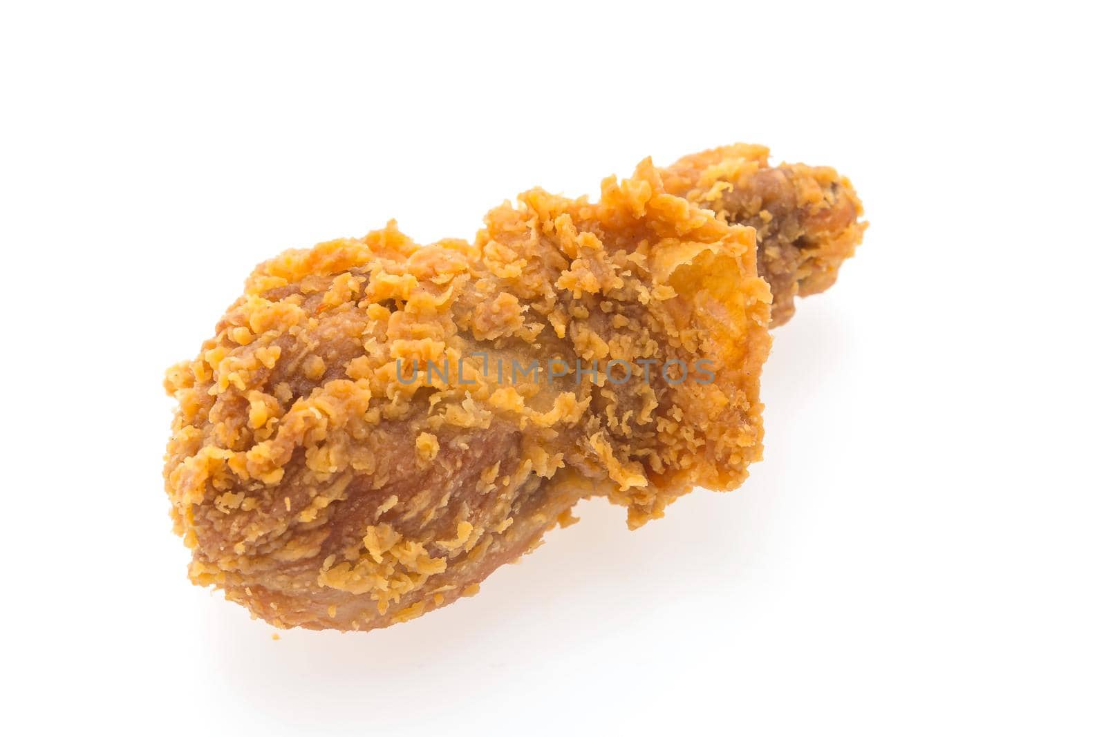 Fried chicken leg isolated on white background