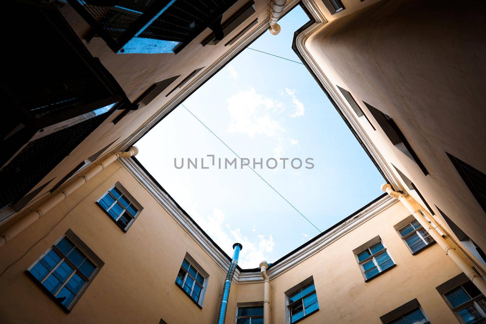 Inner courtyard at old city of Saint-Petersburg, Russia. The city's attractions