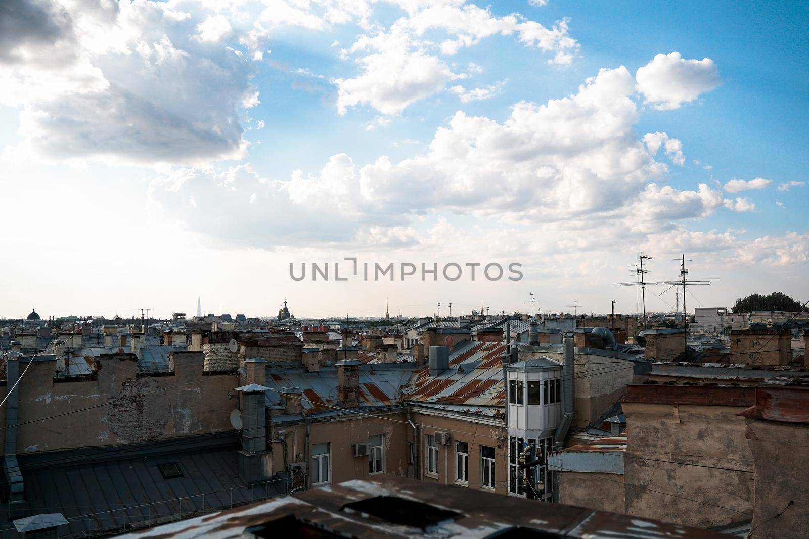 Cityscape view over the rooftops of St. Petersburg. by natali_brill