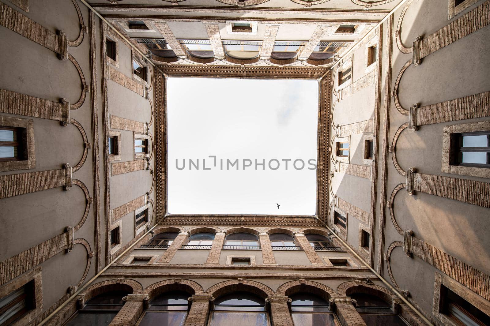 terni,italy july 07 2021:detail of the atrium of the town of terni