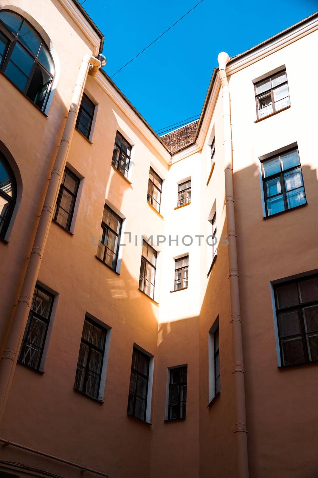 Inner courtyard at old city of Saint-Petersburg, Russia. The city's attractions