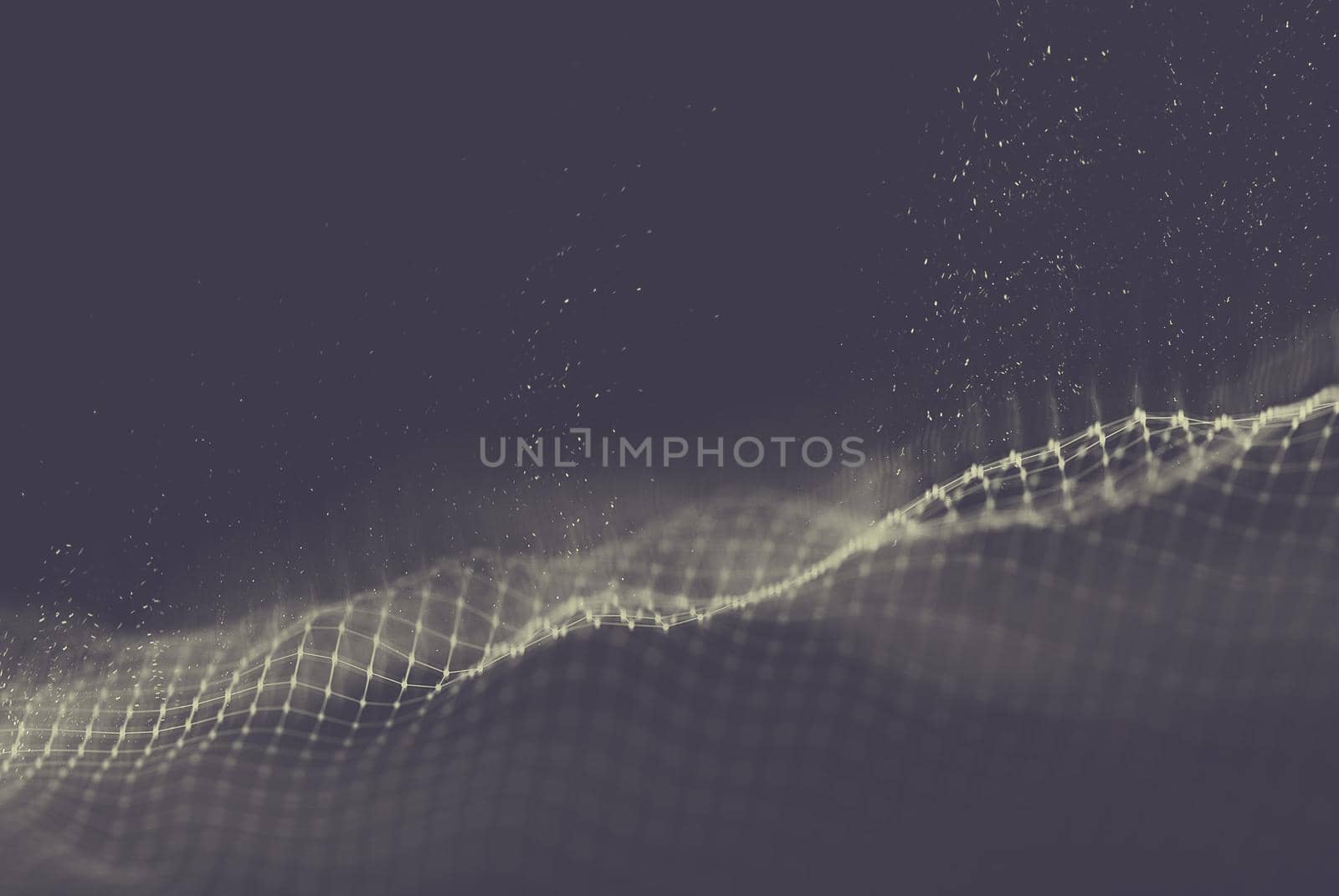 Data technology abstract futuristic illustration . Low poly shape with connecting dots and lines on dark background. 3D rendering . Big data .