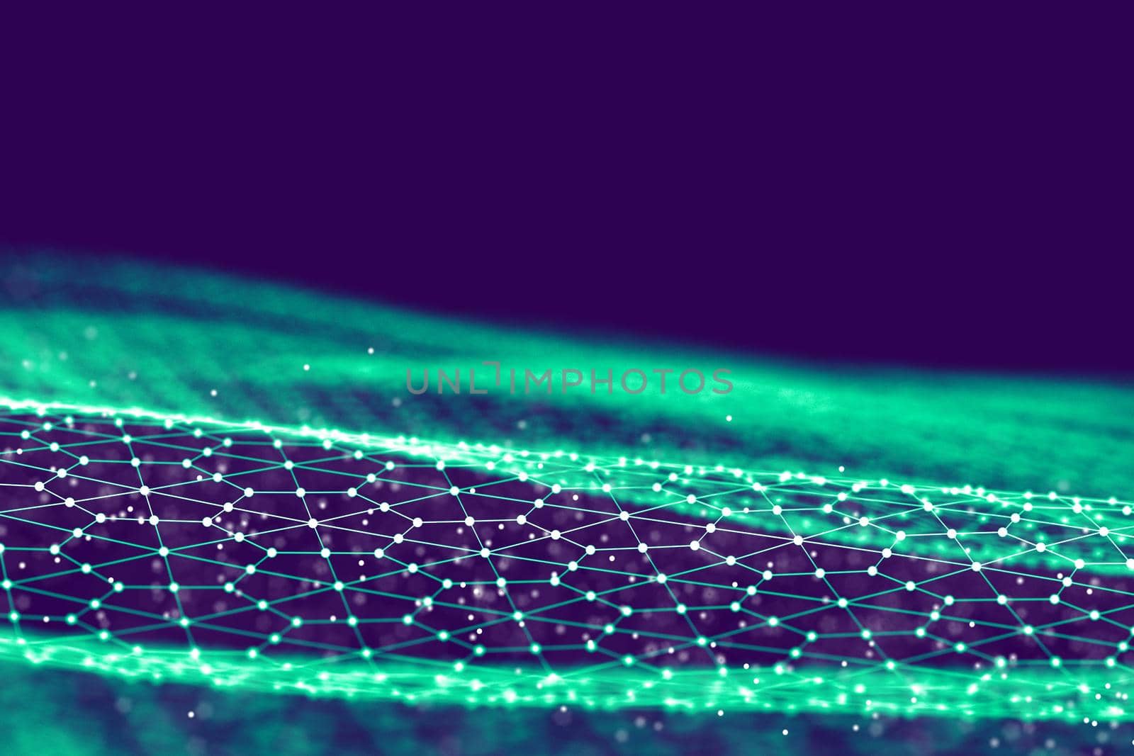 Big data visualization. Background 3d illustration . Cyber background line and dot surface. Big data connection background. Cyber technology Ai tech wire network futuristic wireframe data visualisation concept. . Artificial .